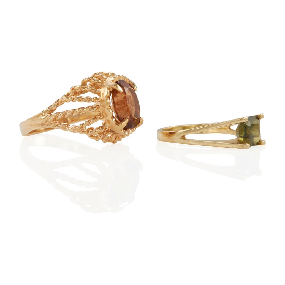 TWO GEM-SET RINGS - 2