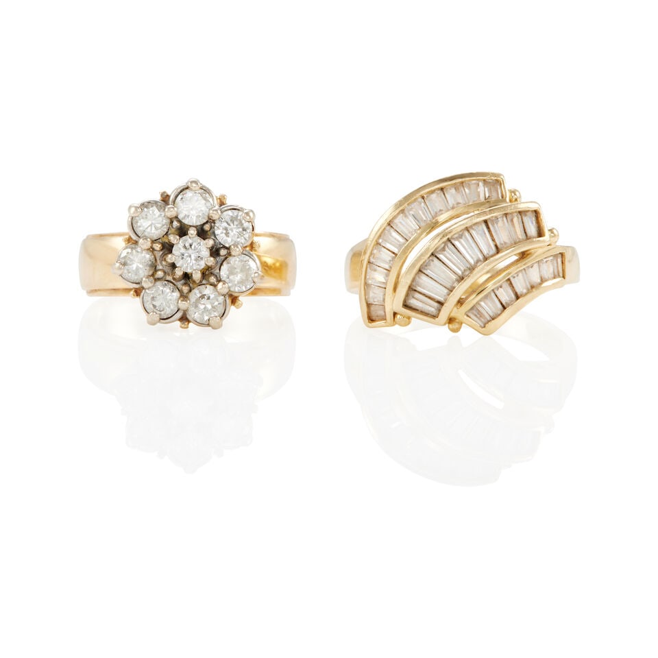 TWO 14K GOLD AND DIAMOND RINGS (1 of 2)