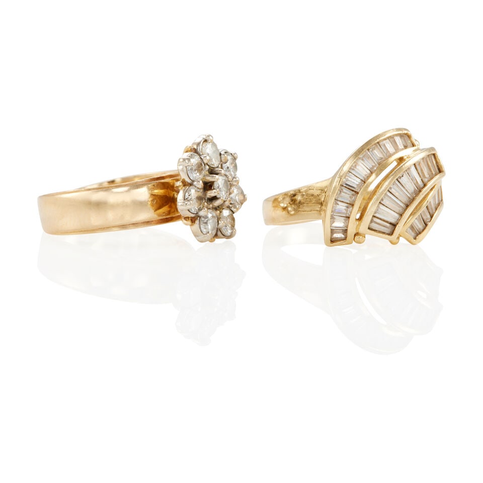 TWO 14K GOLD AND DIAMOND RINGS - 2