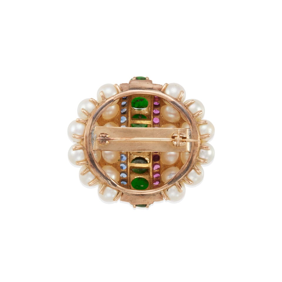 10K GOLD AND MULTI-GEM BROOCH - 2