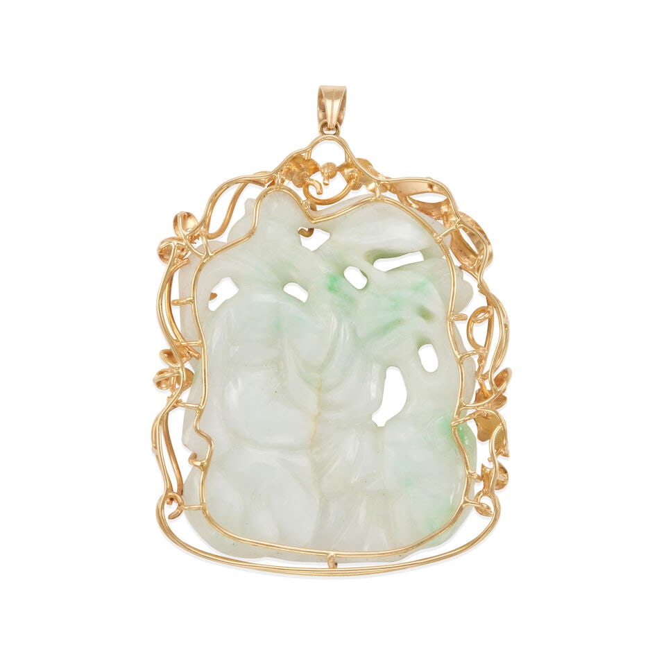 14K GOLD AND JADE PENDANT - 2