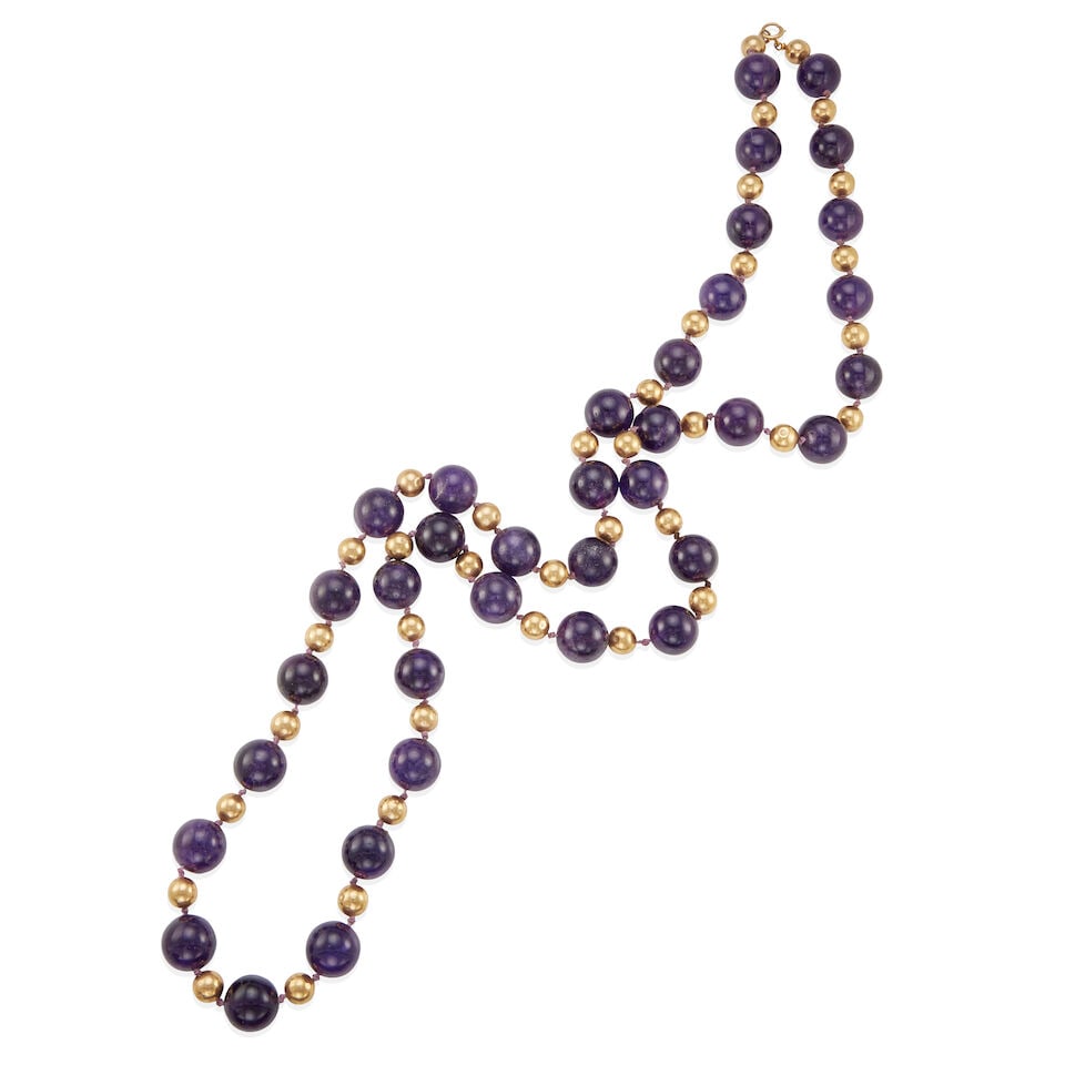 14K GOLD AND AMETHYST BEAD NECKLACE (1 of 2)