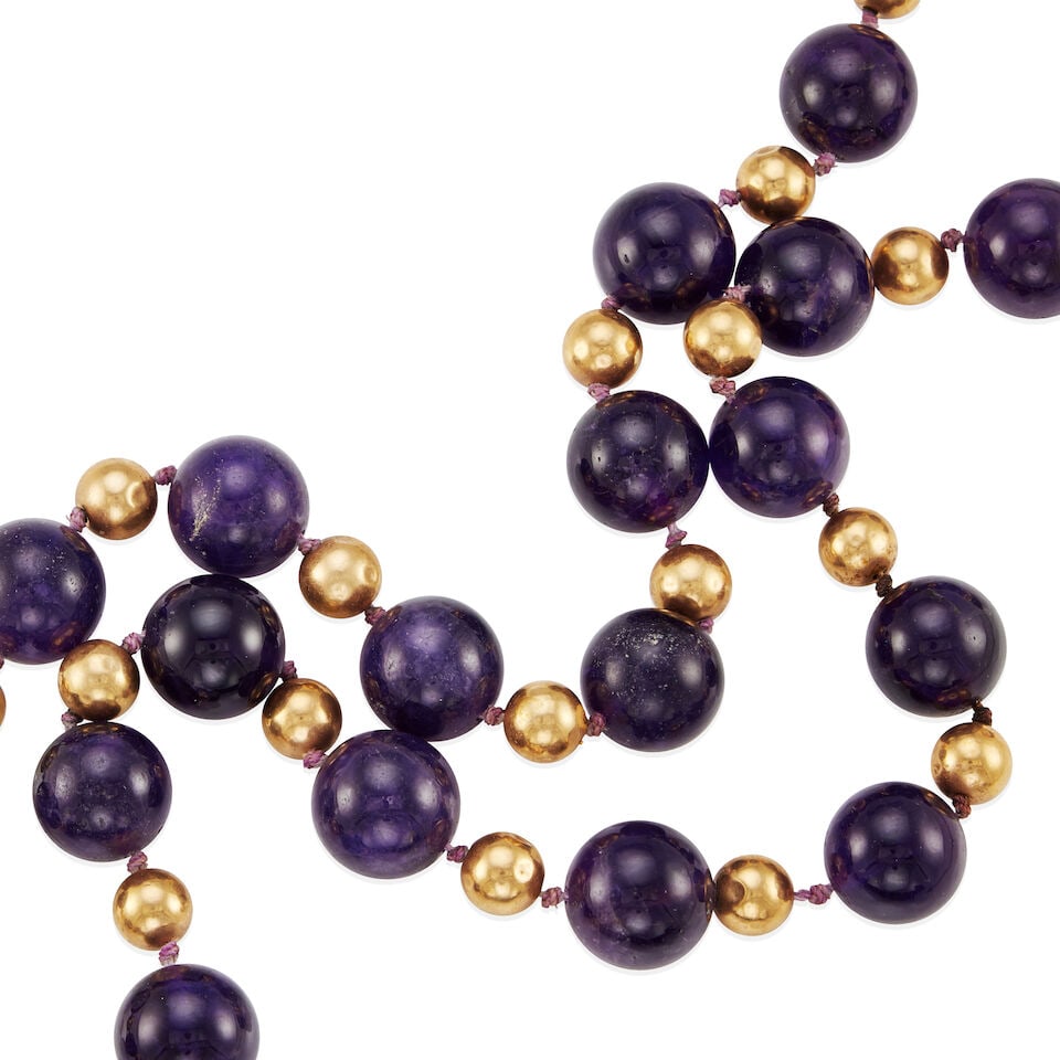 14K GOLD AND AMETHYST BEAD NECKLACE - 2