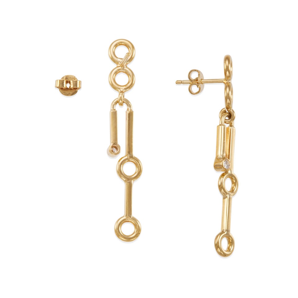 16K GOLD AND DIAMOND PENDANT EARRINGS - 2