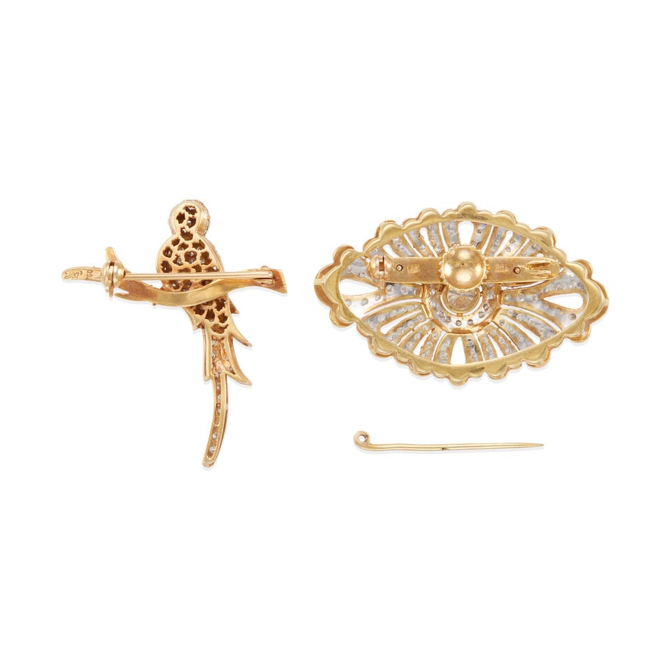 TWO GOLD AND DIAMOND BROOCHES - 2