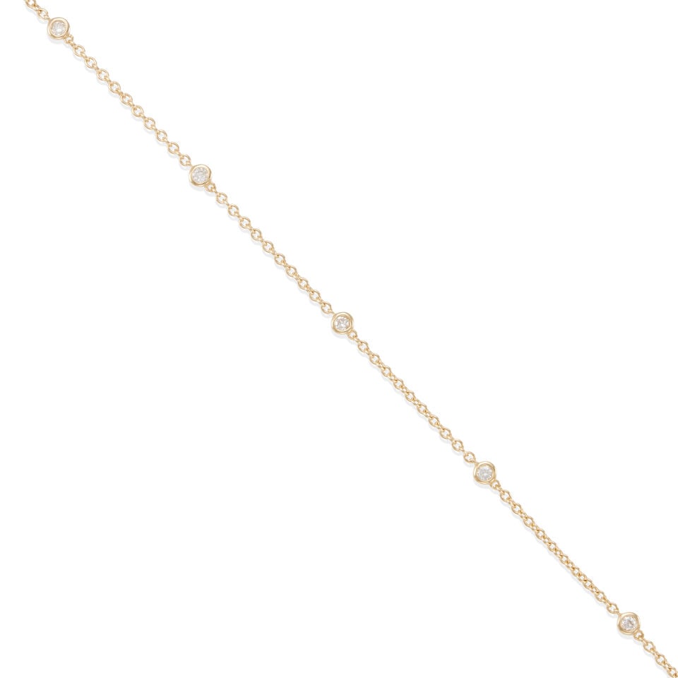 14K GOLD AND DIMAOND STATION BRACELET - 2