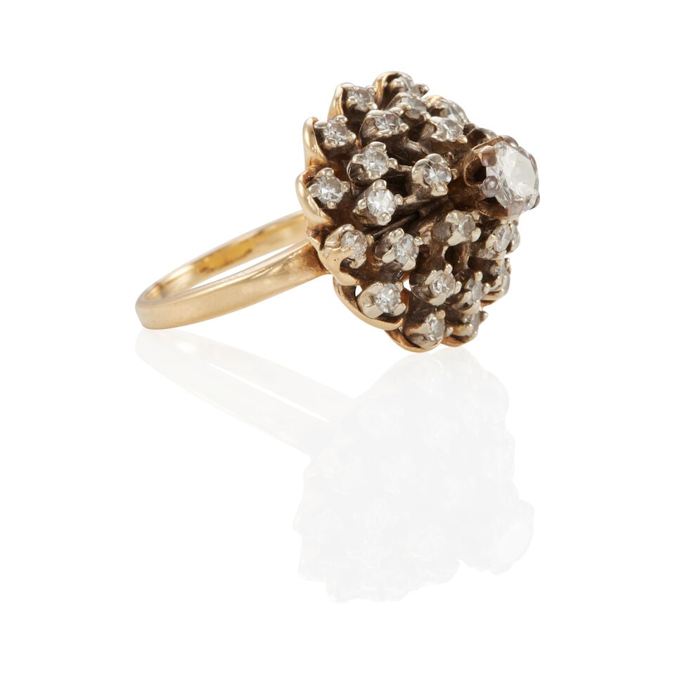 14K BICOLOR GOLD AND DIAMOND CLUSTER RING - 2