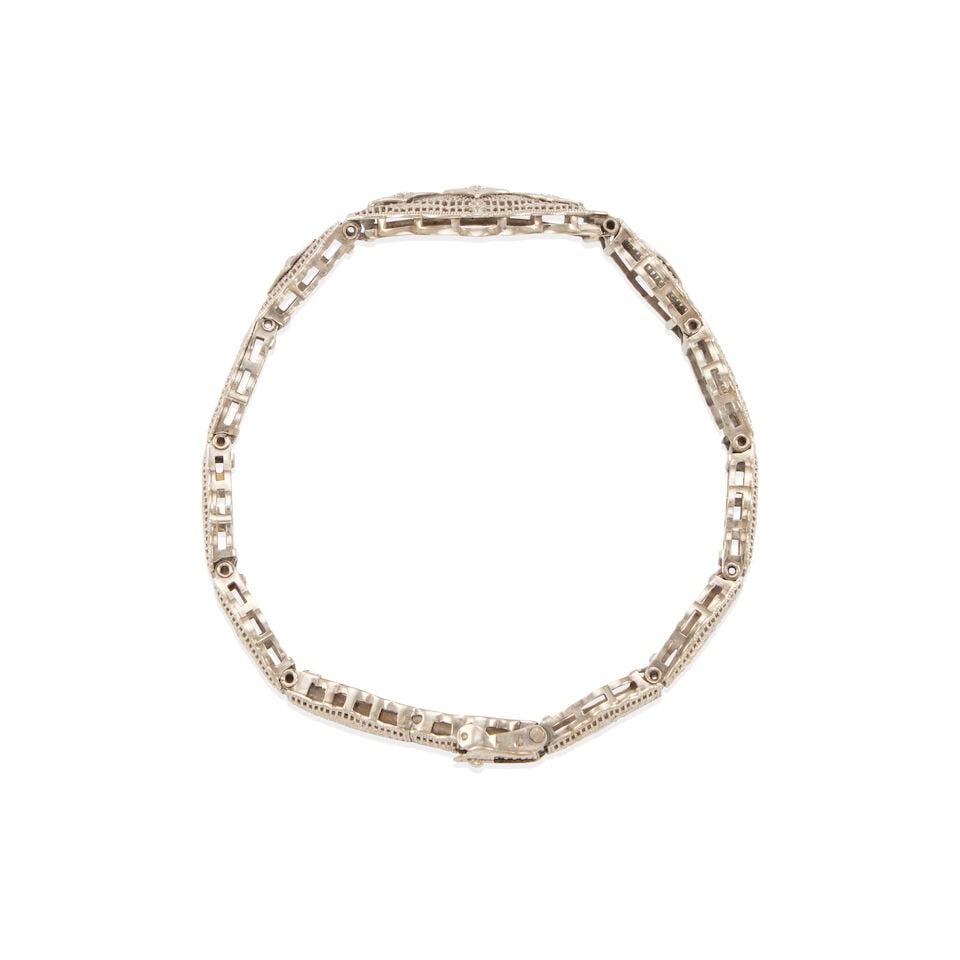 14K WHITE GOLD AND DIAMOND ANTIQUE BRACELET - 2