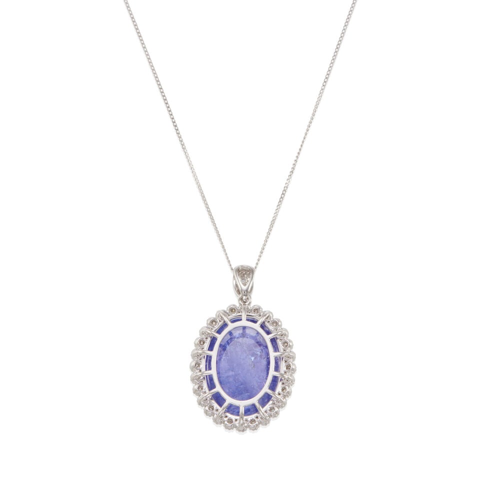 PLATINUM, WHITE GOLD, TANZANITE, AND DIAMOND PENDANT NECKLACE - 2