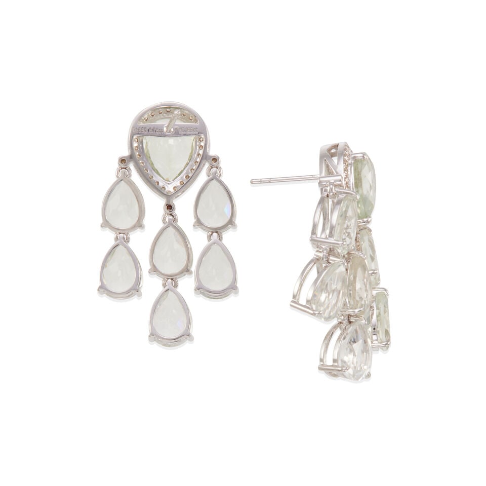 PAIR OF PLATINUM, PRASIOLITE, AND DIAMOND EARRINGS - 2