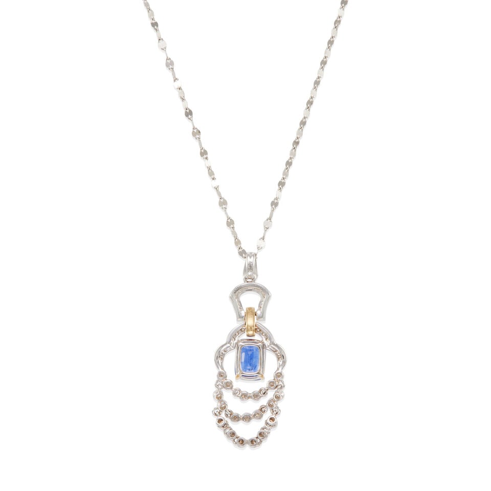SAPPHIRE, RUBY AND DIAMOND PENDANT NECKLACE - 2