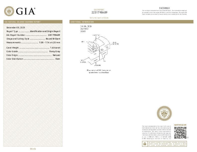 LOOSE FANCY GRAY DIAMOND WITH GIA REPORT - 2