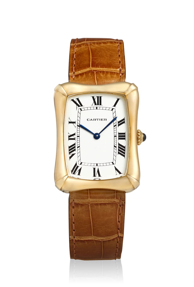CARTIER. A FINE AND RARE 18K GOLD MANUAL WIND WRISTWATCH 'Bamboo' Coussin, c. 1970s - 2