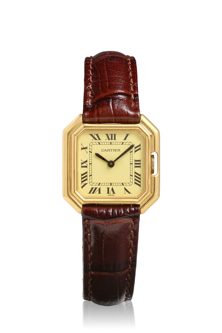 CARTIER. A GOLD PLATED MANUAL WIND WRISTWATCH Ceinture, c. 1980s (1 of 2)