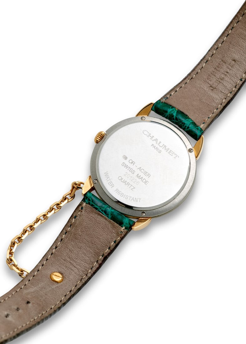 CHAUMET. A STAINLESS STEEL AND GOLD PLATED DIAMOND SET QUARTZ CALENDAR WRISTWATCH Griffith, c. 2... - 3