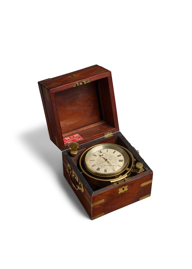 [NO RESERVE] BLISS & CREIGHTON, NEW YORK. A FINE BOXED 56-HOUR MARINE CHRONOMETERc. 1850s (1 of 3)