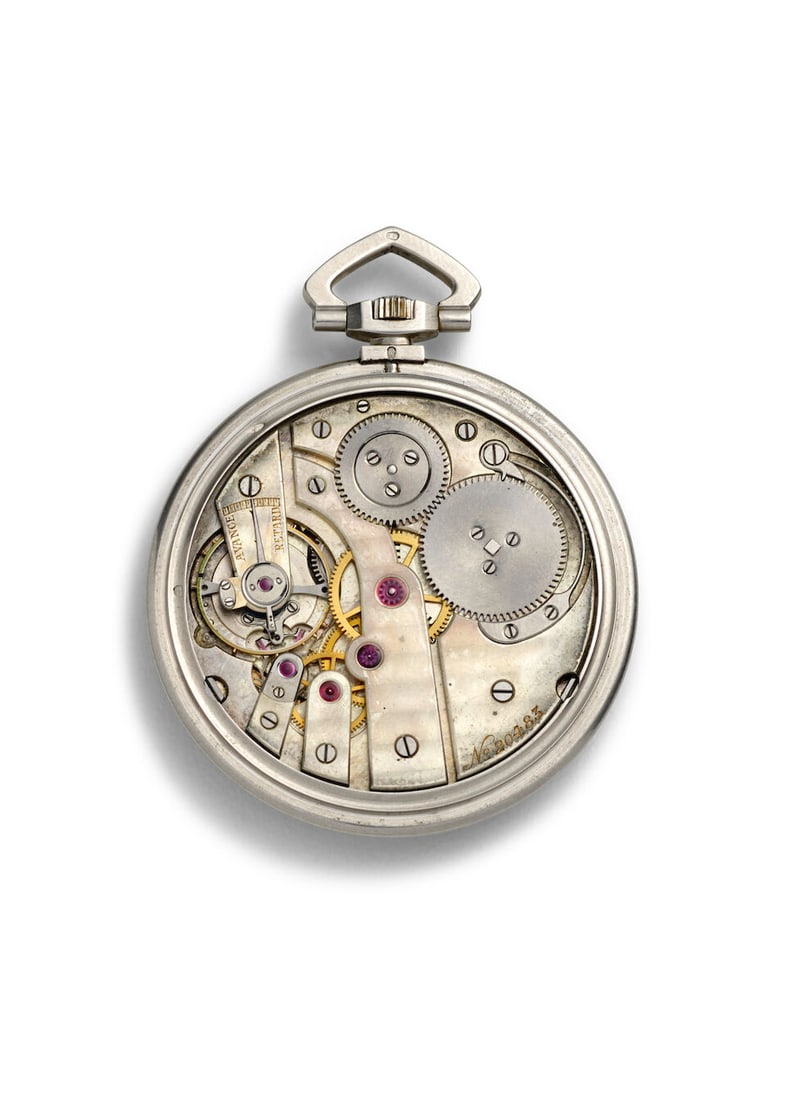 HAAS NEVEUX & CO. A FINE AND SLIM PLATINUM KEYLESS WIND JUMP HOUR AND MINUTE OPEN FACE WATCH c. ... - 4