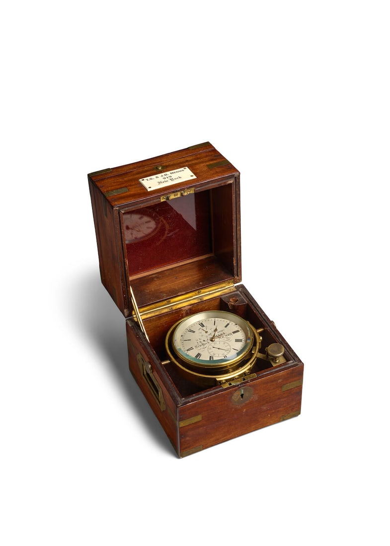 T.S. & J.D. NEGUS, NEW YORK. A FINE BOXED 56-HOUR MARINE CHRONOMETER MADE FOR THE US ARMYc. 1880s (1 of 3)