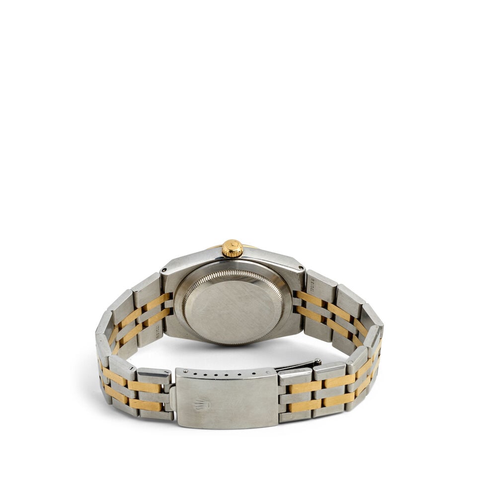 ROLEX. A STAINLESS STEEL AND 18K GOLD QUARTZ CALENDAR BRACELET WATCH Oysterquartz DateJust, Ref:... - 2