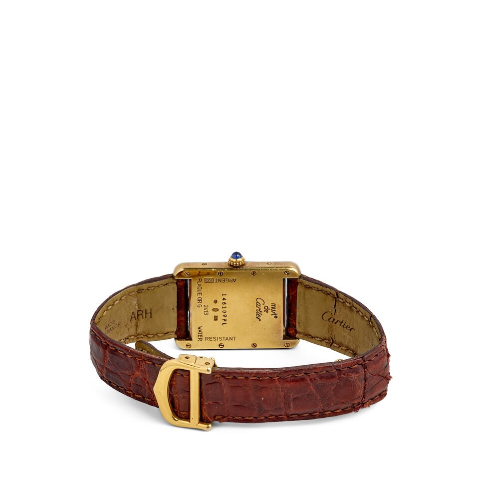 [NO RESERVE] MUST DE CARTIER. A GOLD PLATED QUARTZ CALENDAR WRISTWATCH Tank, Ref: 2413, c. 2000s - 2