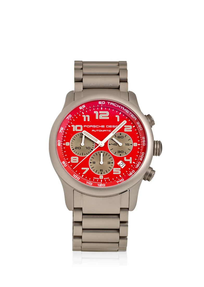 PORSCHE DESIGN. A TITANIUM AUTOMATIC CALENDAR CHRONOGRAPH BRACELET WATCH 6612.10/2, Ref: Dashboa... (1 of 2)