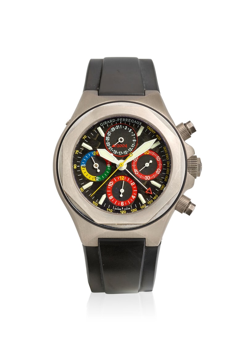 GIRARD-PERREGAUX. A LIMITED EDITION TITANIUM AUTOMATIC CALENDAR CHRONOGRAPH WRISTWATCH Laureato ... (1 of 3)
