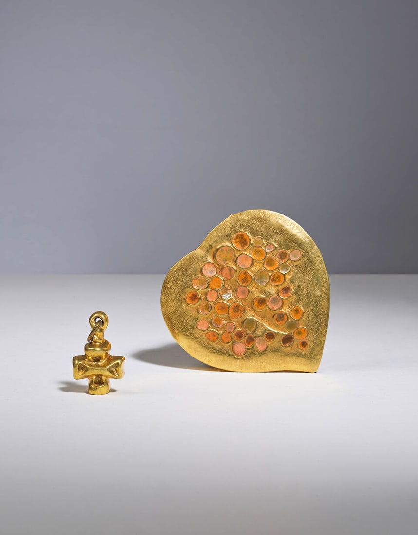 LINE VAUTRIN (1913-1997) Poudrier Feuille de vigne - 3