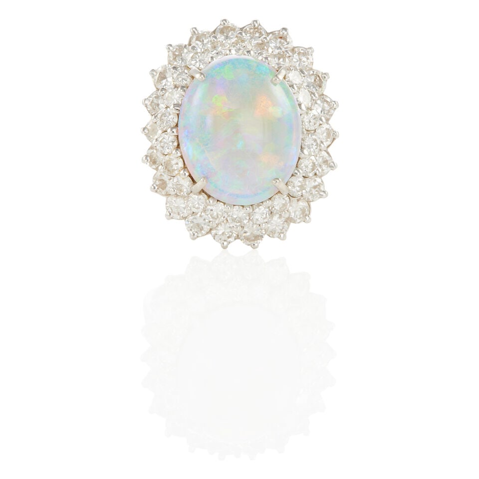 PLATINUM, DIAMOND AND OPAL CONVERTABLE RING TO PENDANT (1 of 2)