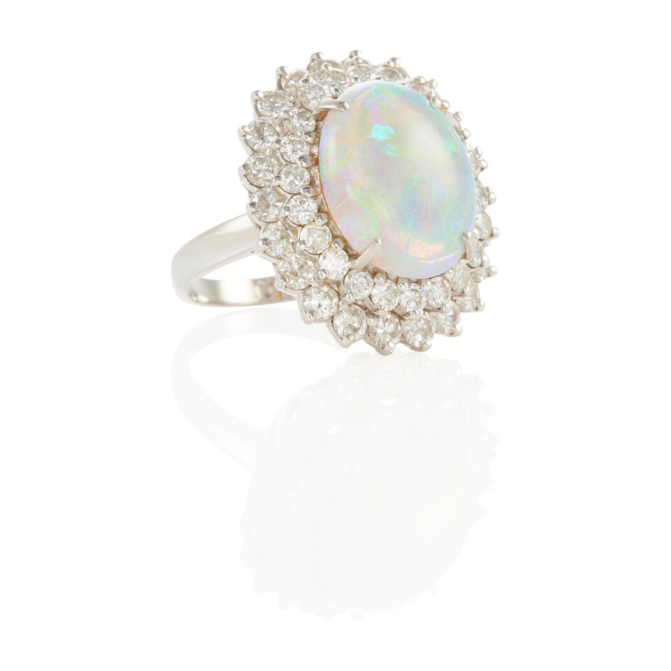 PLATINUM, DIAMOND AND OPAL CONVERTABLE RING TO PENDANT - 2