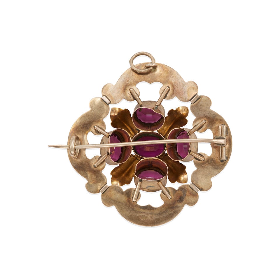 8K GOLD AND GARNET PENDANT/BROOCH - 2