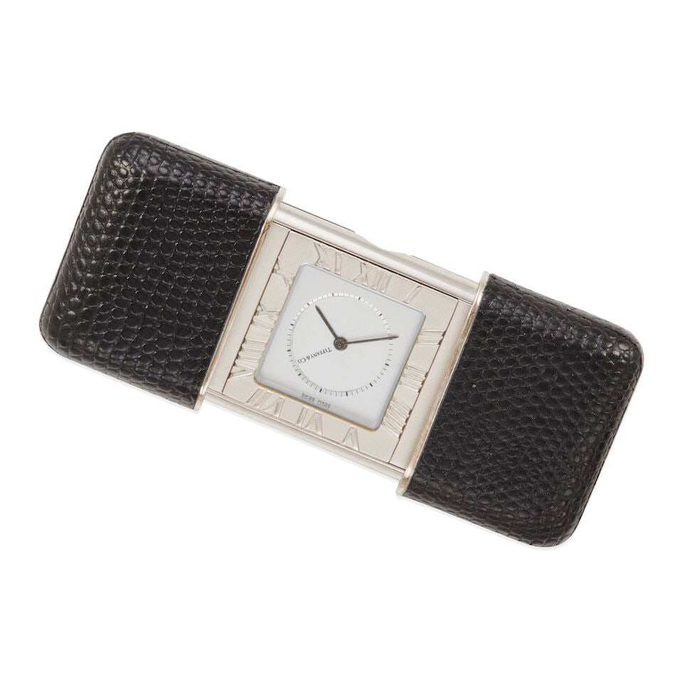 TIFFANY & CO.: LEATHER TRAVEL WATCH CLOCK - 3