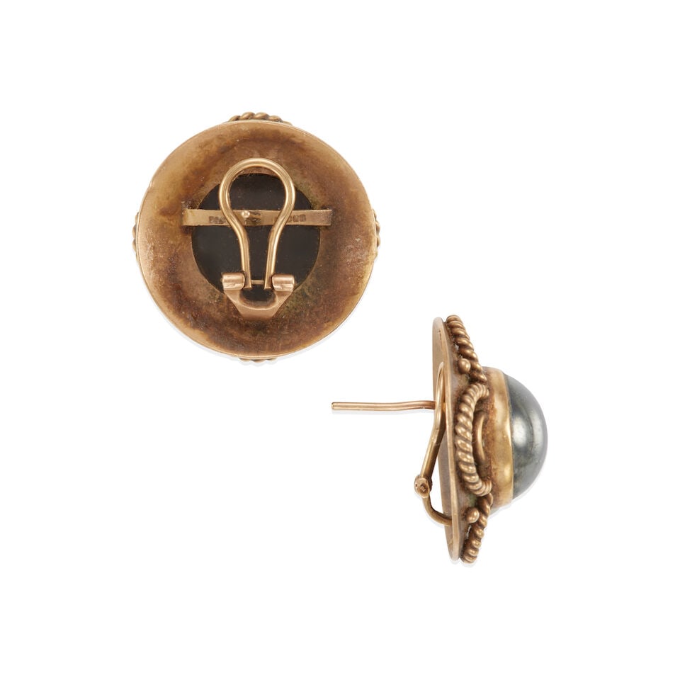 PAIR OF 9K GOLD AND HEMATITE EARRINGS - 2