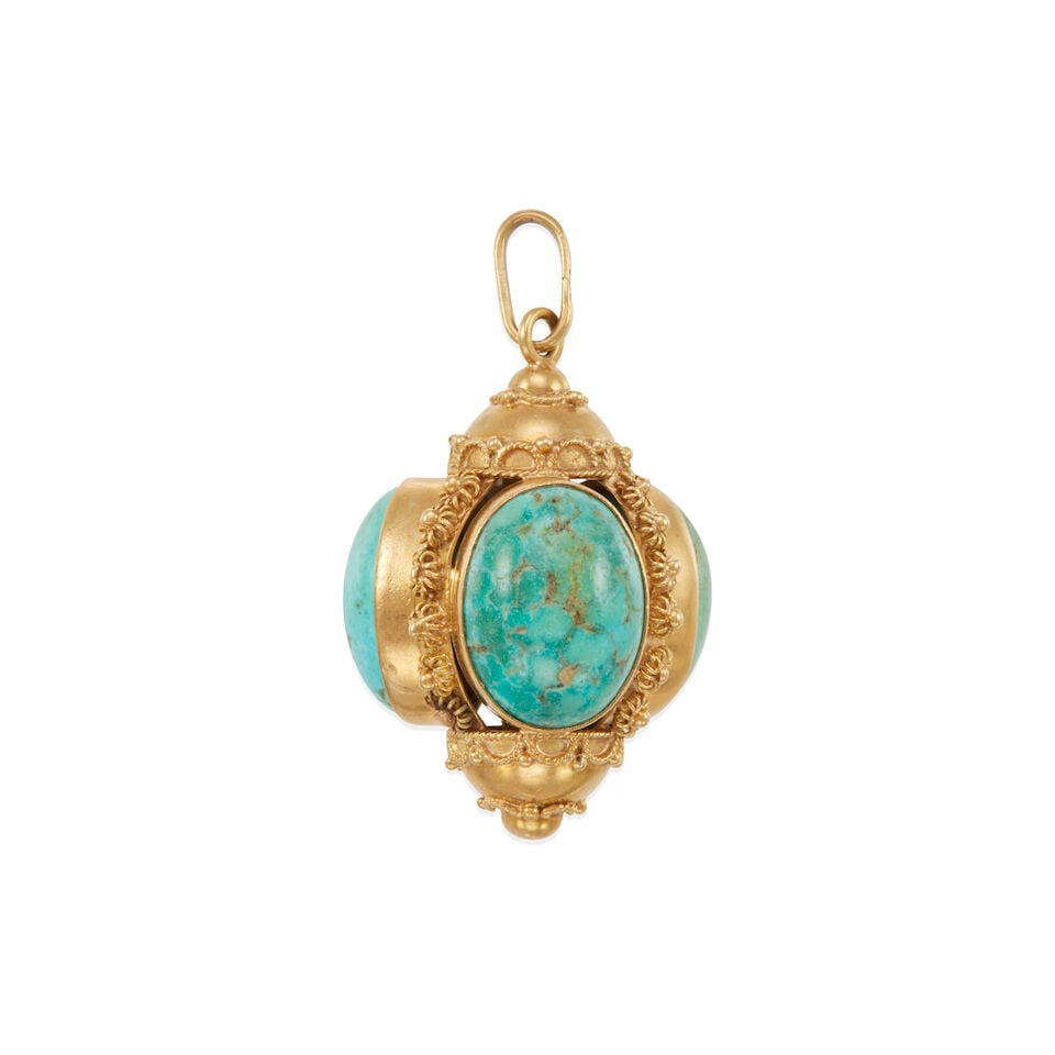 18K GOLD AND TURQUOISE PENDANT - 2