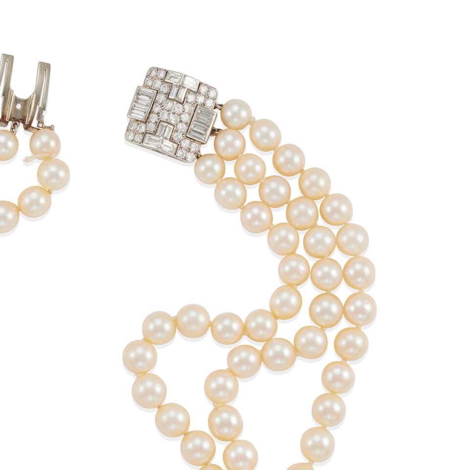 14K GOLD, CULTURED PEARL, AND DIAMOND NECKLACE - 2