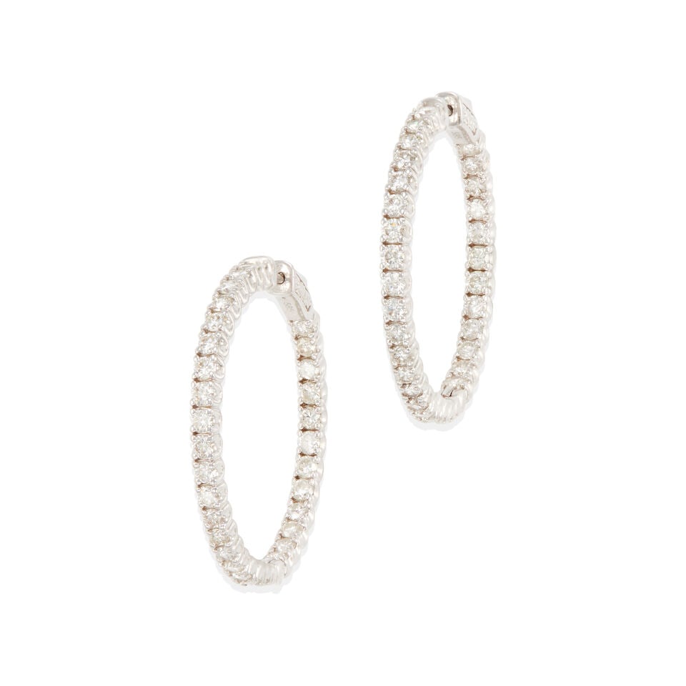 14K GOLD AND DIAMOND HOOP EARRINGS (1 of 2)