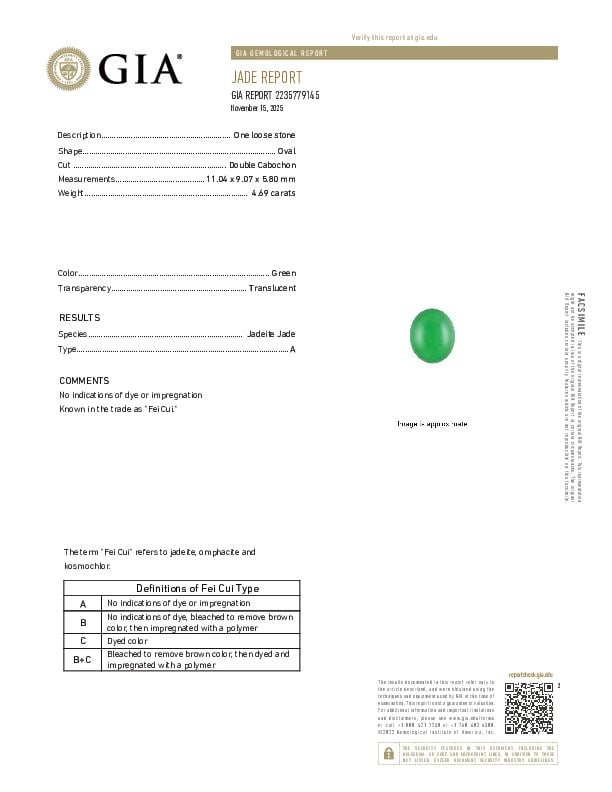 14K GOLD, JADE AND DIAMOND RING WITH GIA REPORT - 2