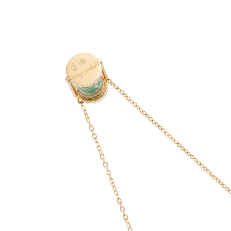 SIDNEY MOBELL: 18K GOLD HOURGLASS PENDANT AND 14K GOLD CHAIN - 2