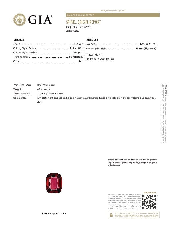 LOOSE SPINEL WITH GIA REPORT - 2