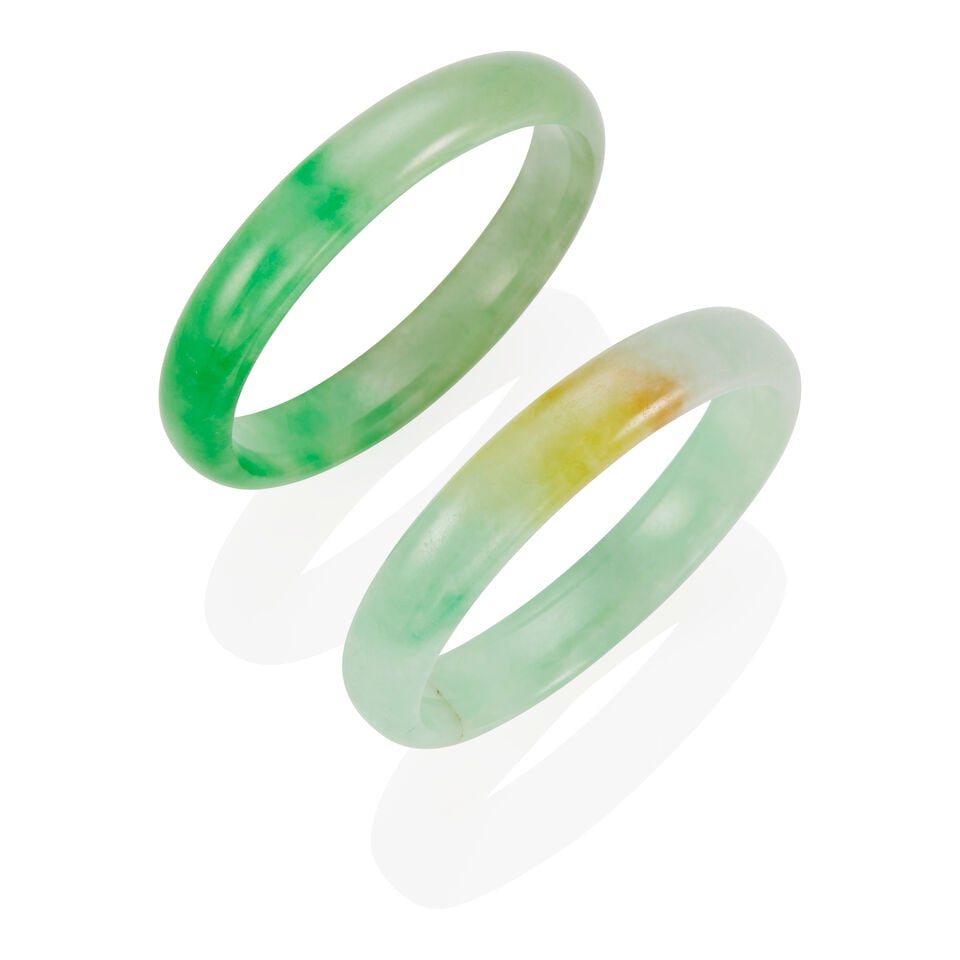 TWO JADE BANGLE BRACELETS (1 of 2)