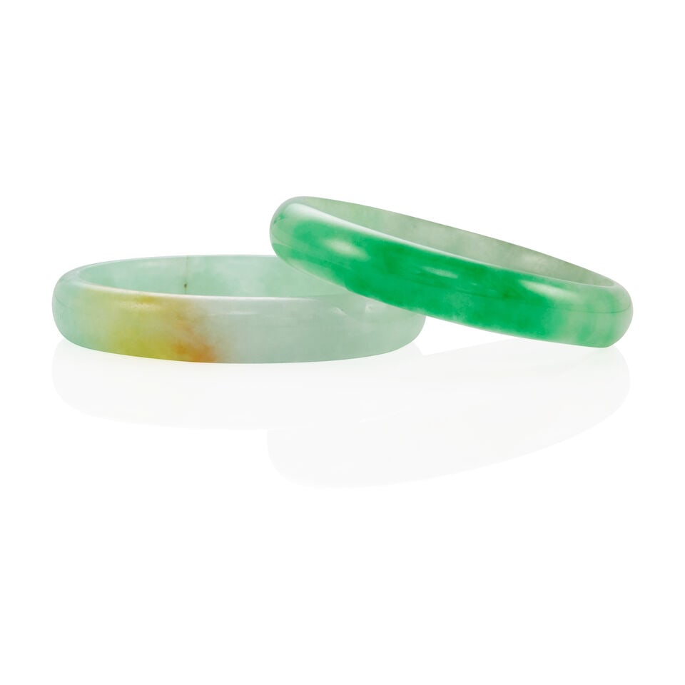 TWO JADE BANGLE BRACELETS - 2