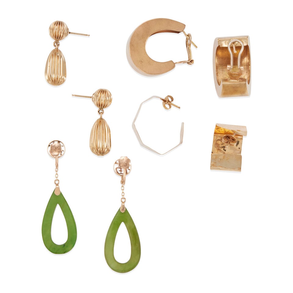 FOUR PAIRS OF 14K GOLD EARRINGS - 2