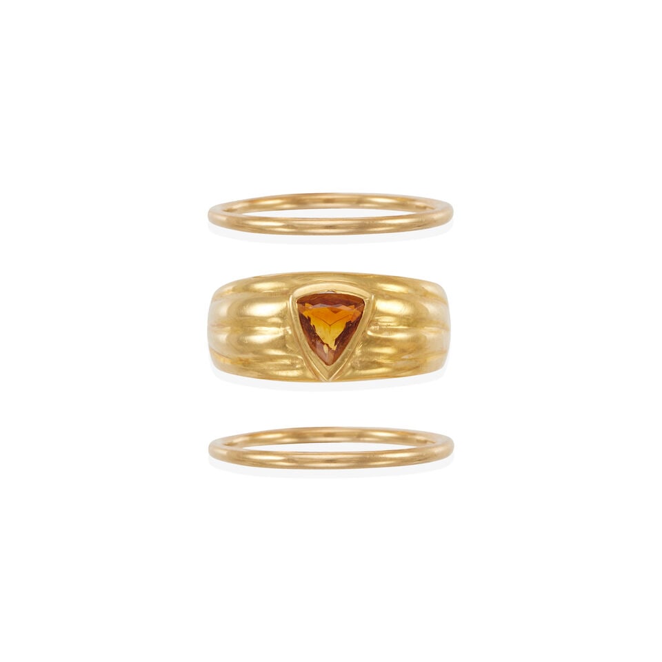 GROUP OF THREE 18K GOLD AND GOLD AND CITRINE RINGS (1 of 2)