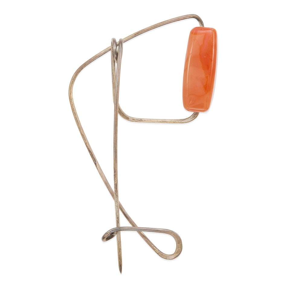 CLAIRE FALKENSTEIN: BROOCH WITH AGATE BEAD - 2