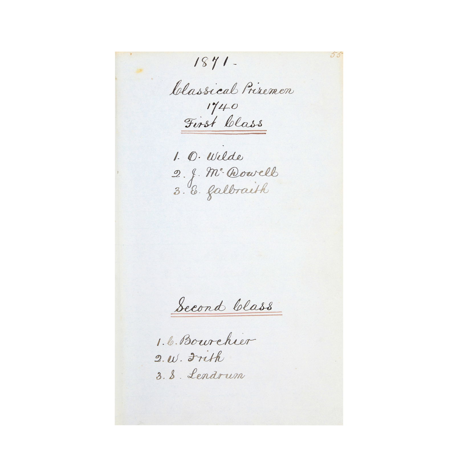 PORTORA ROYAL SCHOOL - PRIZE BOOK Manuscript 'Prize Book' compiled by the headmaster Rev. Willia... (1 of 1)