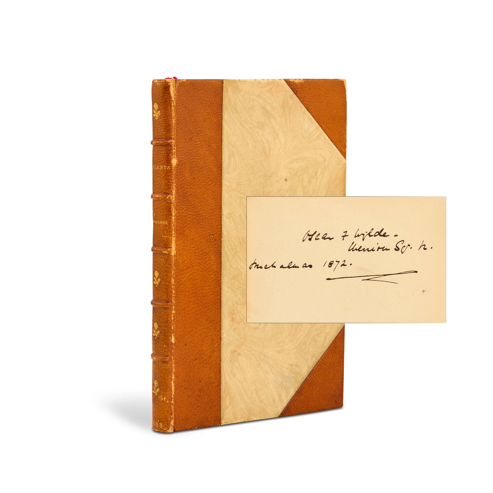 WILDE'S COPY SWINBURNE (ALGERNON) Atalanta in Calydon, OSCAR WILDE'S COPY, INSCRIBED, John Camde...: WILDE'S COPY SWINBURNE (ALGERNON) Atalanta in Calydon, third edition, OSCAR WILDE'S COPY, INSCRIBED 'Oscar F. Wilde, Merrion Sq. N. Michalmas [sic] 1872' on the half-title, 8pp. of press reviews at s