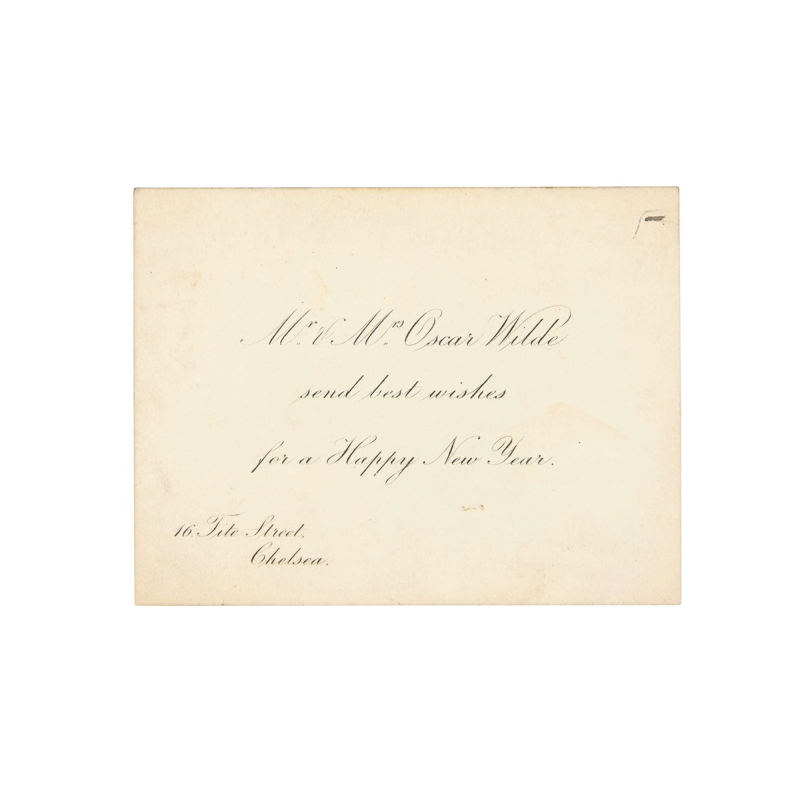 TITE STREET - NEW YEAR'S CARD The Wilde's New Year Card, c.1884/5; and cut signature of Constanc... (1 of 1)