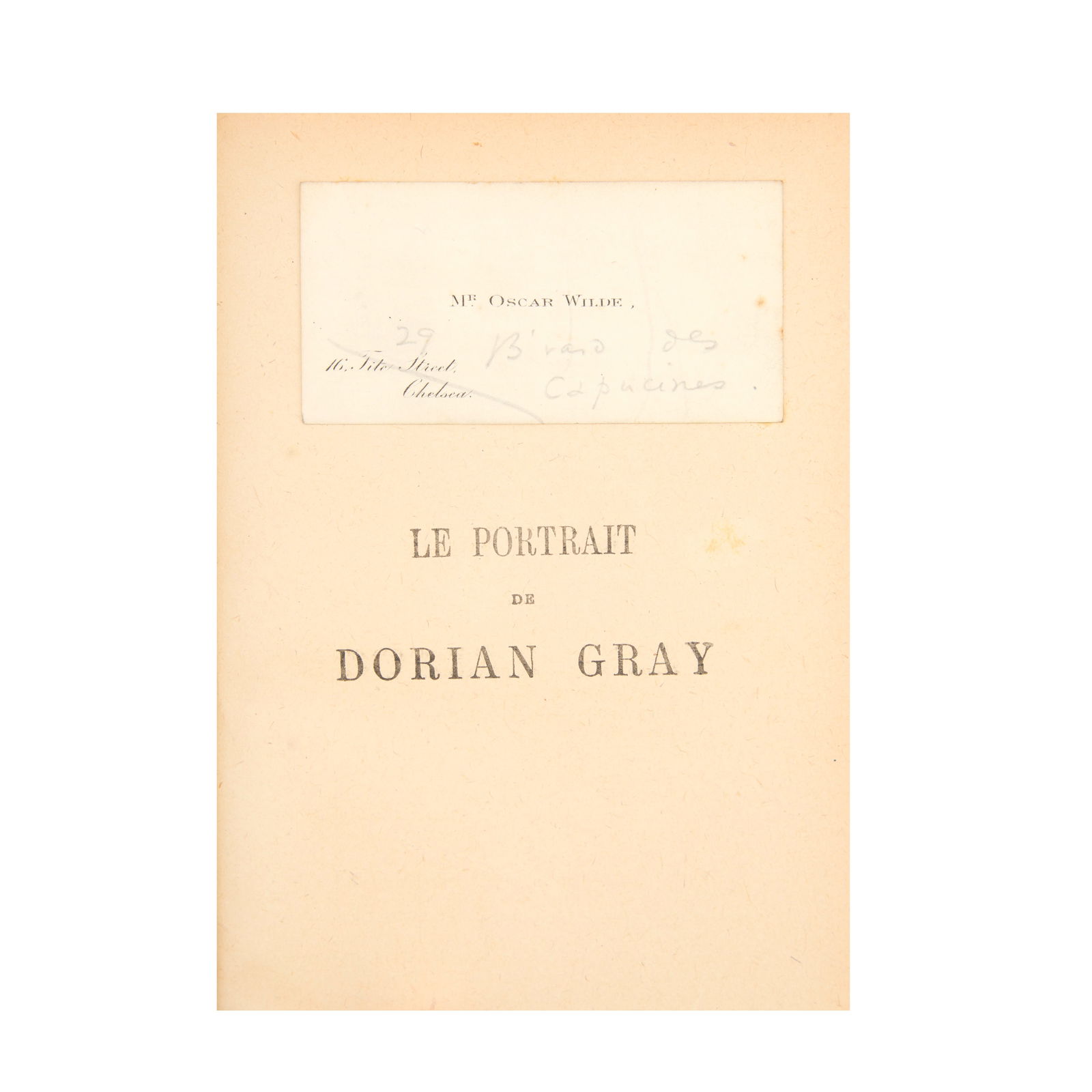 WILDE (OSCAR) Portrait de Dorian Gray, WITH VISITING CARD AMENDED BY OSCAR WILDE TO SHOW HIS NEW... (1 of 1)