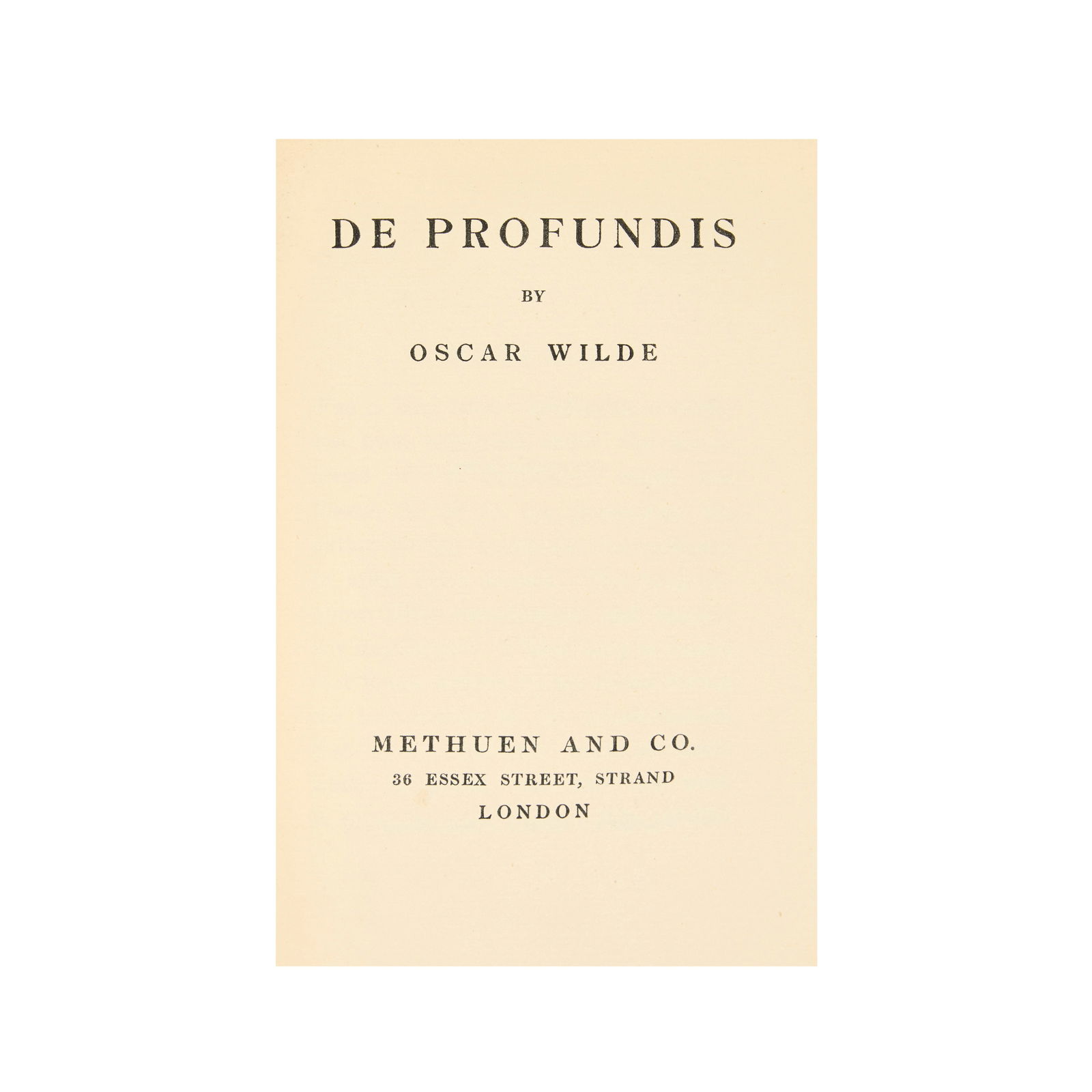 WILDE (OSCAR) De Profundis, FIRST EDITION, Methuen, [1905]: WILDE (OSCAR) De Profundis, FIRST EDITION, half-title, publisher's 38-page catalogue at end, newspaper and magazine reviews, articles etc. pasted onto endpapers and some pages of the catalogue, or lo
