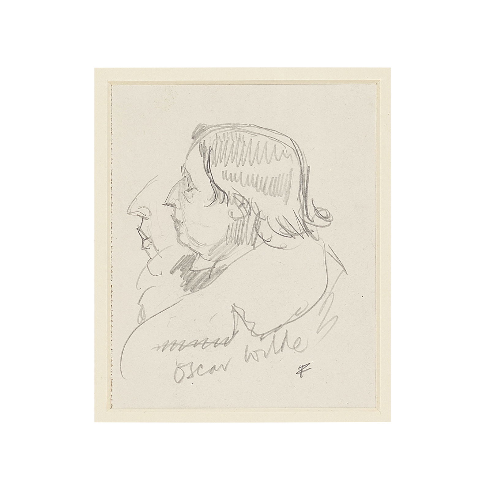 SHEPARD (E.H.) Pencil sketch portrait of Oscar Wilde, head and shoulders in profile, undated: SHEPARD (E.H.) Pencil sketch portrait of Oscar Wilde, head and shoulders in profile, mounted, framed and glazed, image to view 120 x 95mm., undated Footnotes: Provenance: Estate of the artist, exhibi
