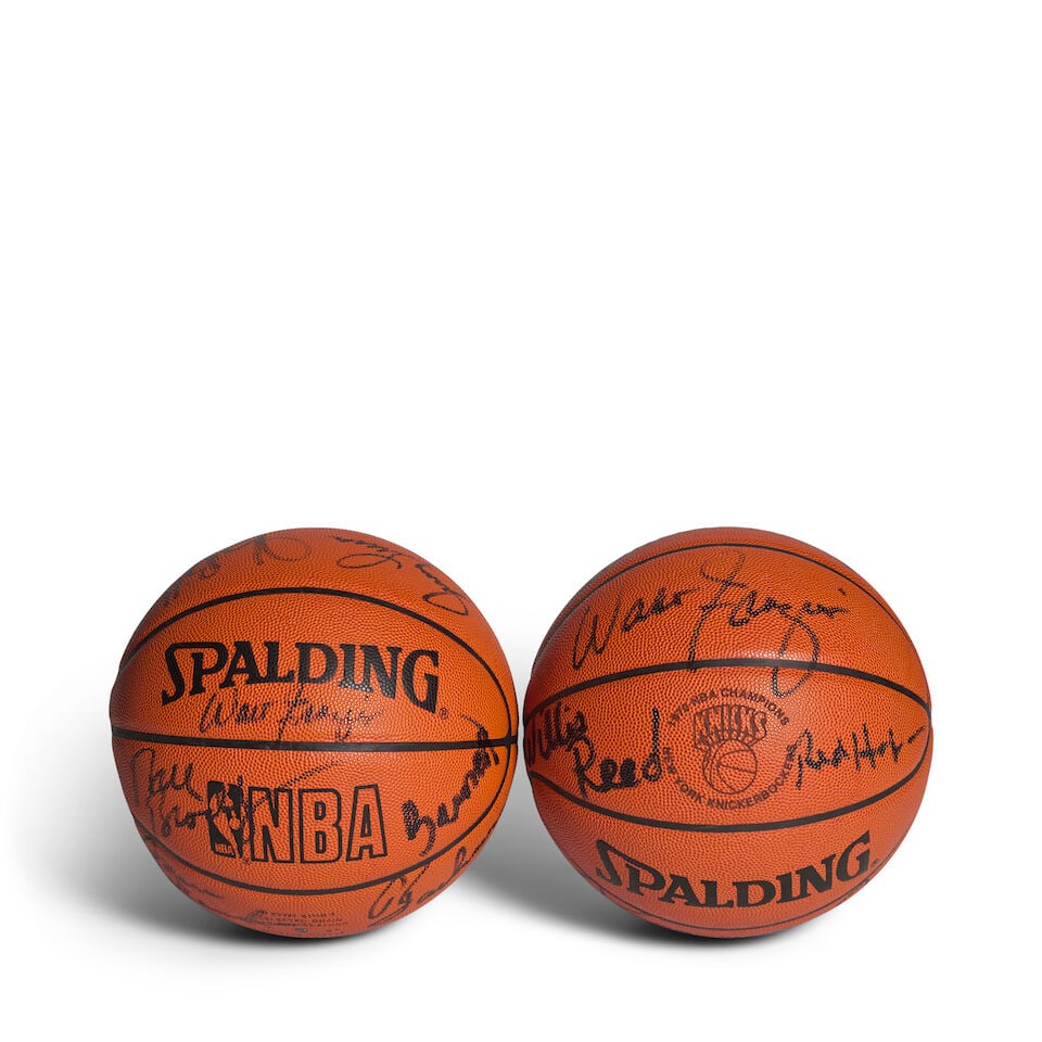 Two New York Knicks NBA Championship 1970 and 1973 Team Multi-Signed BasketballsSpalding: Two New York Knicks NBA Championship 1970 and 1973 Team Multi-Signed Basketballs Spalding including signatures of Bill Bradley / Red Holzman (Head Coach) / Walt Frazier / Willis Reed / Dave DeBusscher